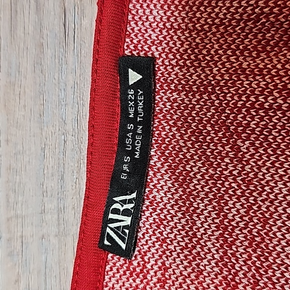 ZARA RED & WHITE MARBLED LONG SLEEVE SWEETHEART NECK BODYCON MINI DRESS - Picture 9 of 11